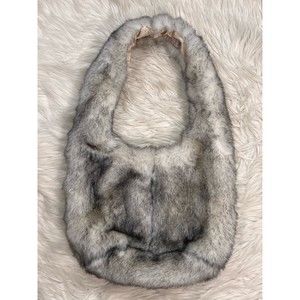 Faux Fur Shoulder Bag in Gray